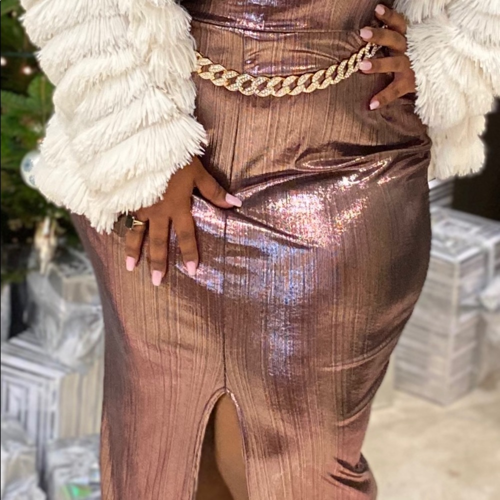 Metallic Square Neck Midaxi Dress